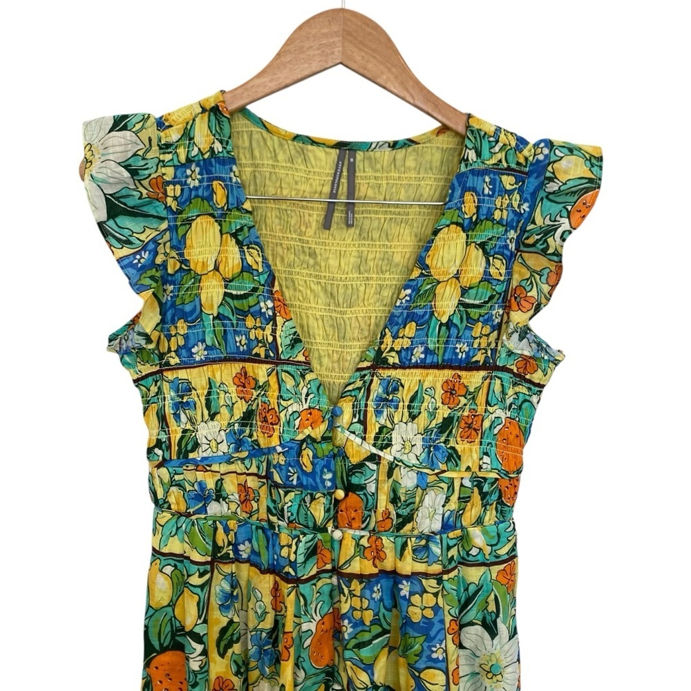 Anthropologie Peregrine Flutter Sleeve Maxi Dress In Fruit Motif XS - Picture 4 of 11